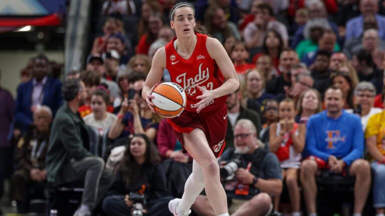 Caitlin Clark Beats Dude Perfect in 'Basketball x Musical Chairs' on Video at WNBA All-Star Weekend
