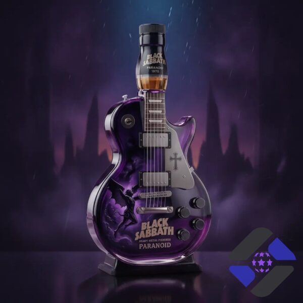 BLACK SABBATH Paranoid Guitar Shaped Whiskey Bottle
