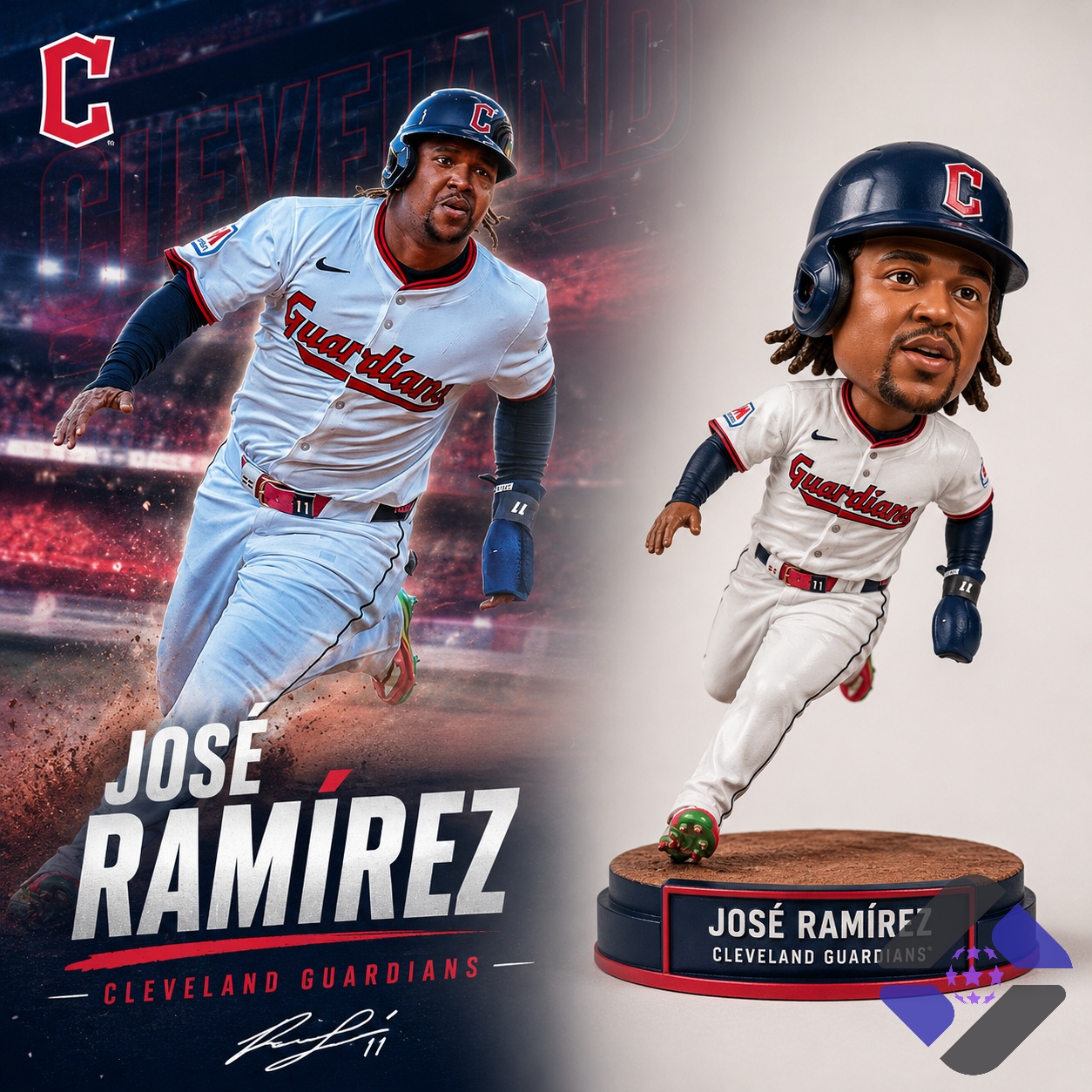 Cleveland Guardians José Ramírez Bobblehead - Front View