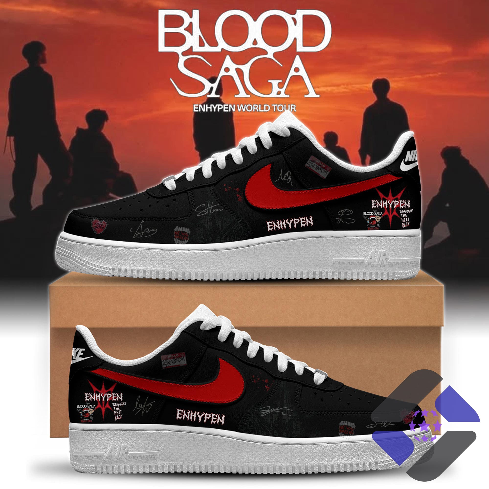 ENHYPEN Blood Saga World Tour Nike Air Force 1 Sneakers - Front View