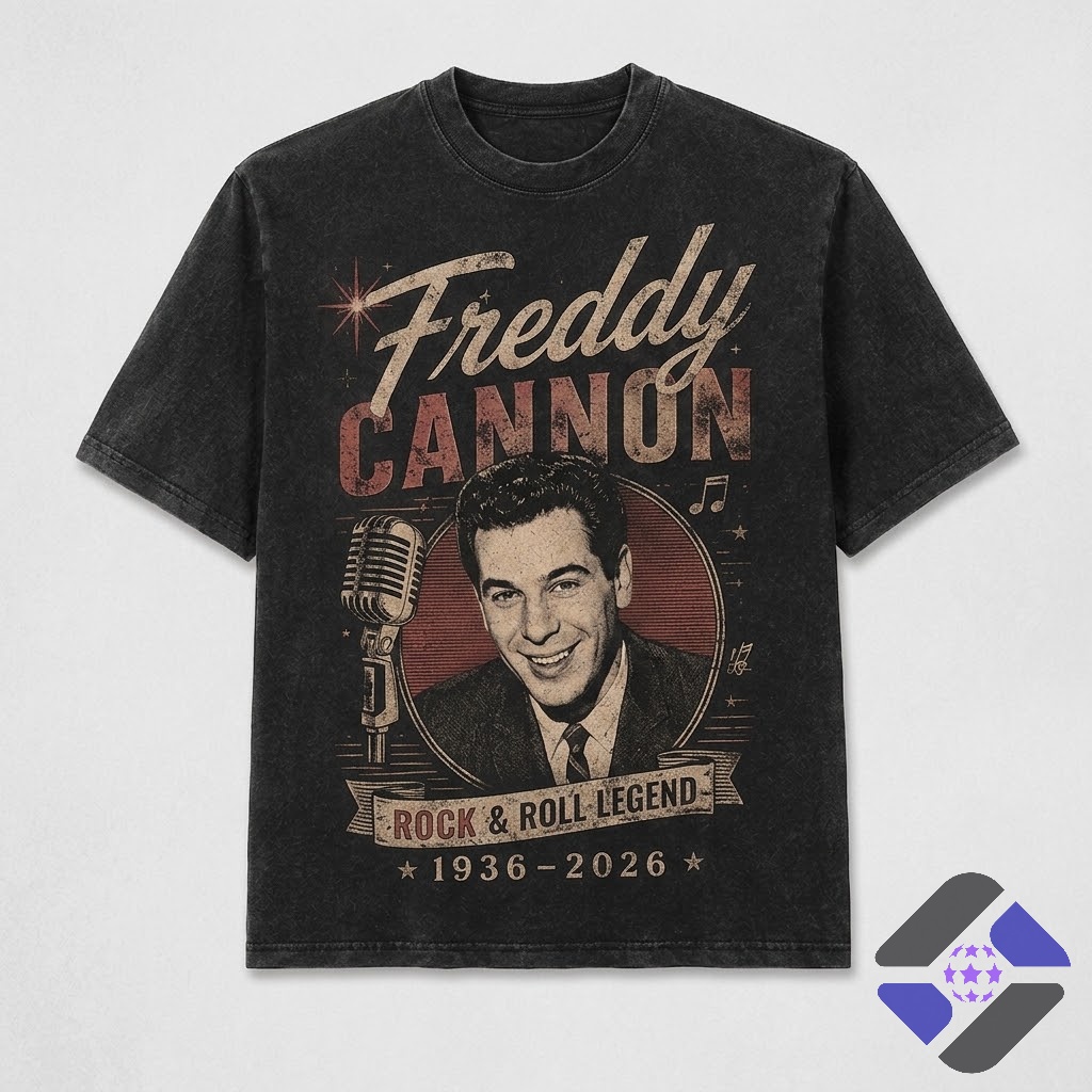Freddy Cannon Rock & Roll Legend In Loving Memory 1936-2026 T-Shirt - Detail View