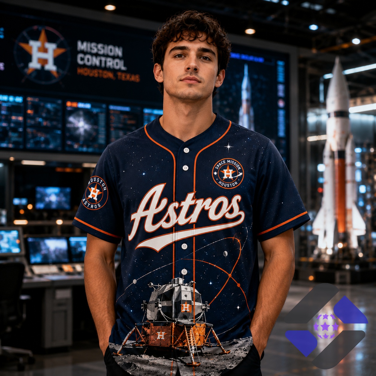 Houston Astros Space Mission Moon Landing Baseball Jersey