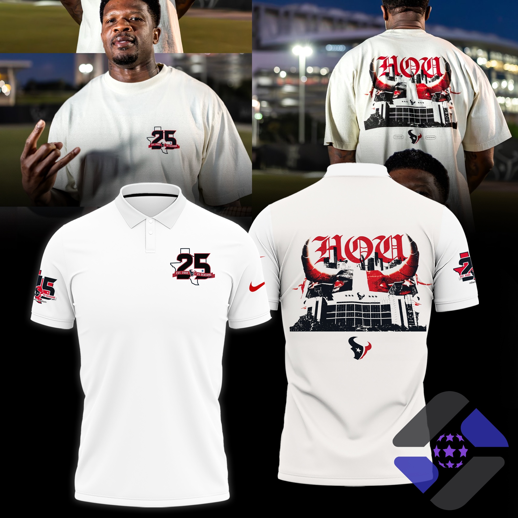 Houston Texans 25 Seasons T-Shirt - Detail View