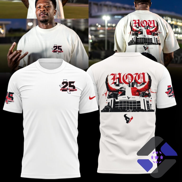 Houston Texans 25 Seasons T-Shirt - Front View