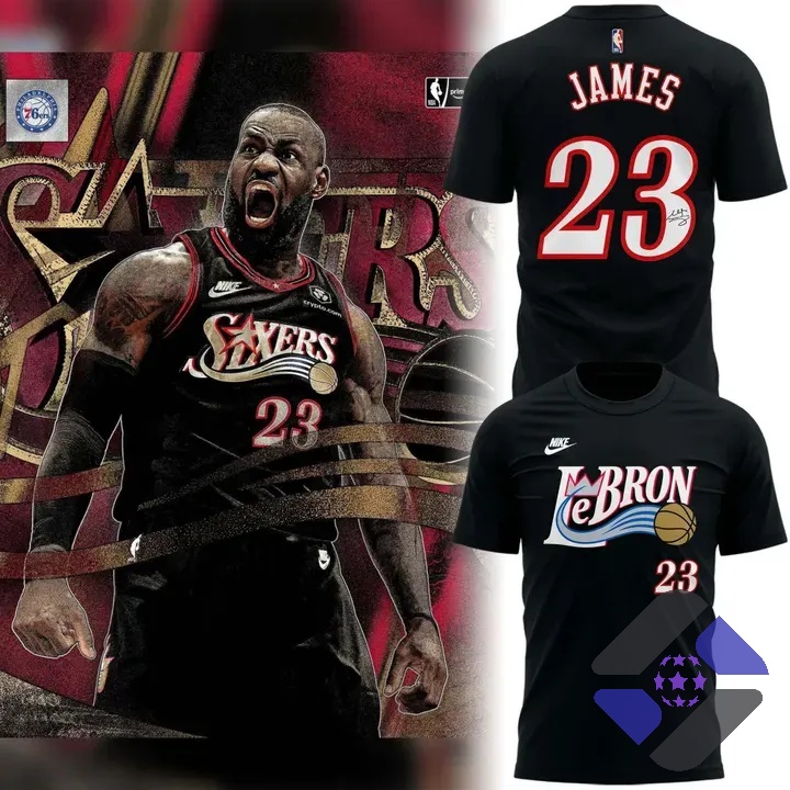 LeBron James Philadelphia 76ers #23 T-Shirt - Front View