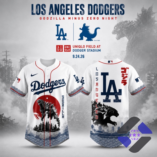 Los Angeles Dodgers Godzilla Minus Zero Night 2026 Baseball Jersey - Front View