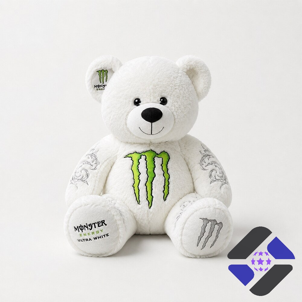 Monster Energy Ultra White Bear Plush Toy