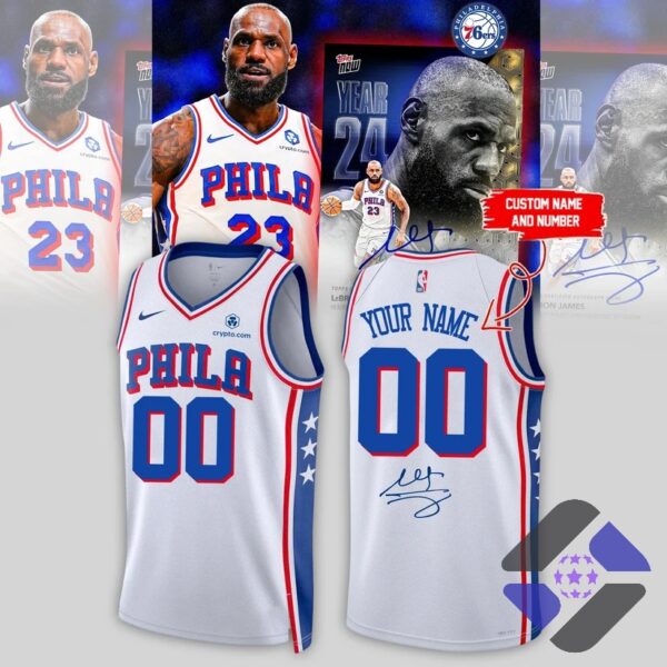 Philadelphia 76ers LeBron James Signed Custom Basketball Jersey