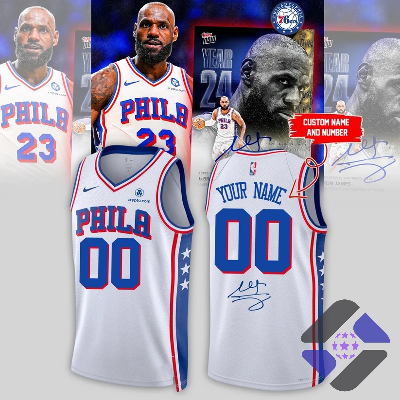 Philadelphia 76ers LeBron James Signed Custom Basketball Jersey