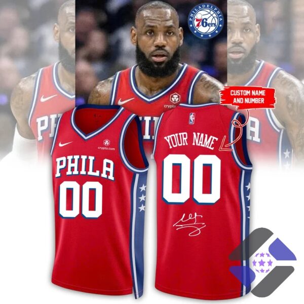 Philadelphia 76ers LeBron James Signed Custom Basketball Jersey