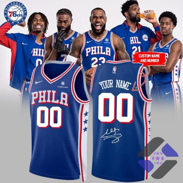 Philadelphia 76ers LeBron James Signed Custom Basketball Jersey
