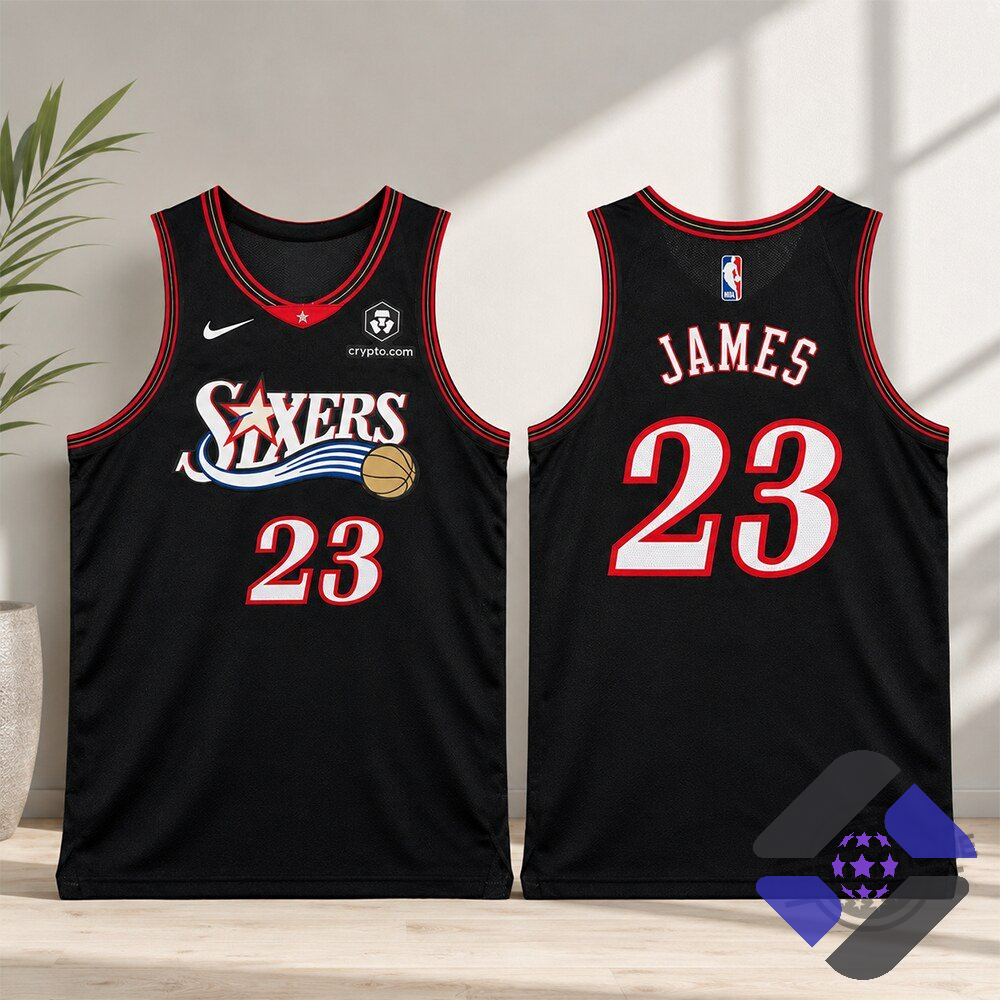 Philadelphia 76ers LeBron James Basketball Jersey - Detail View