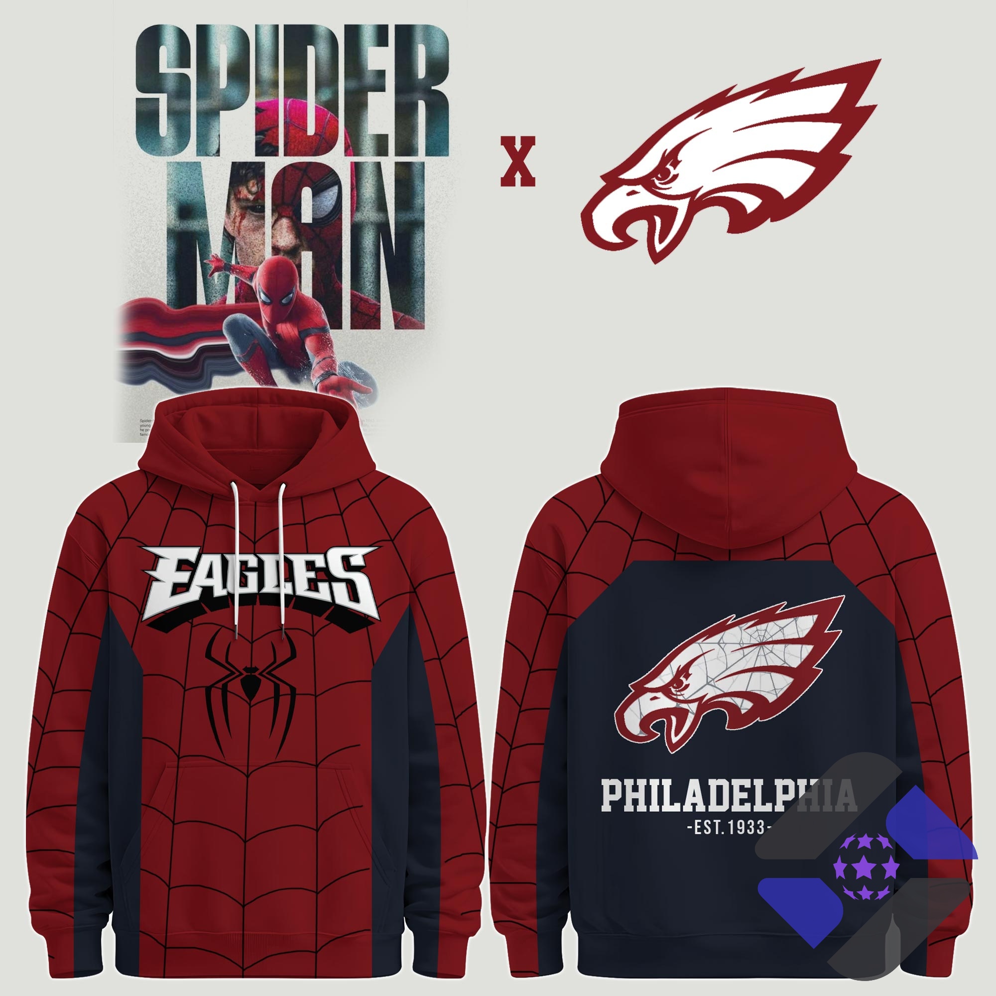 Philadelphia Eagles Spider-Man Brand New Day Hoodie - Front View
