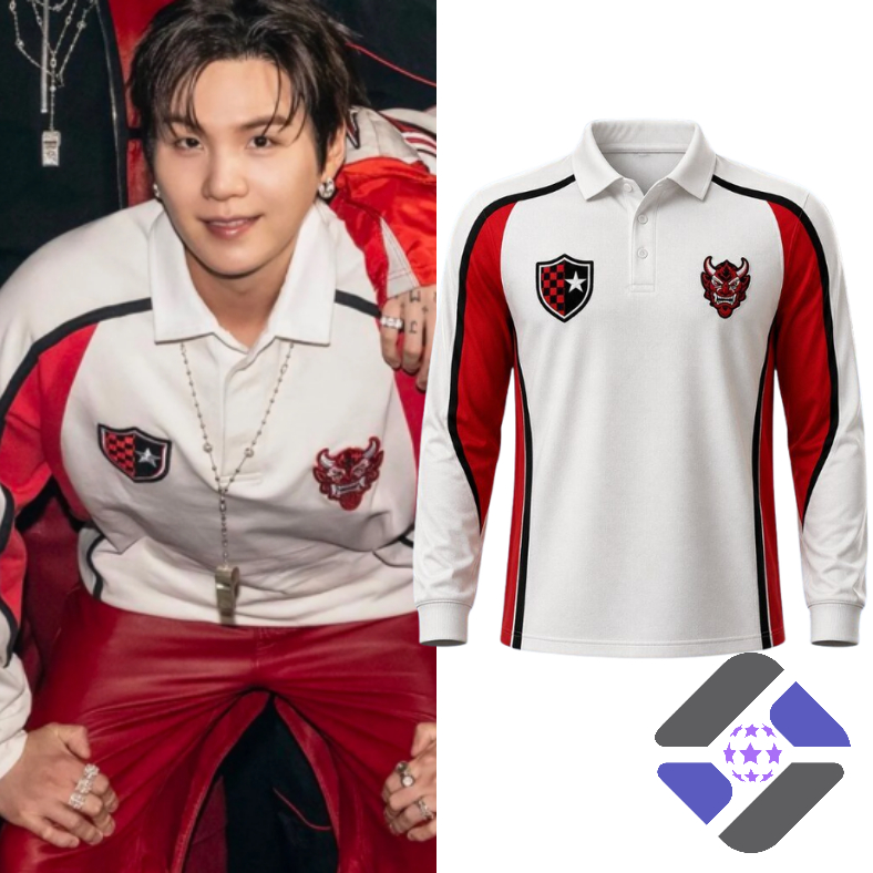 BTS SUGA Final Halftime Show FIFA World Cup 2026 Long Sleeve Polo Shirt - Front View