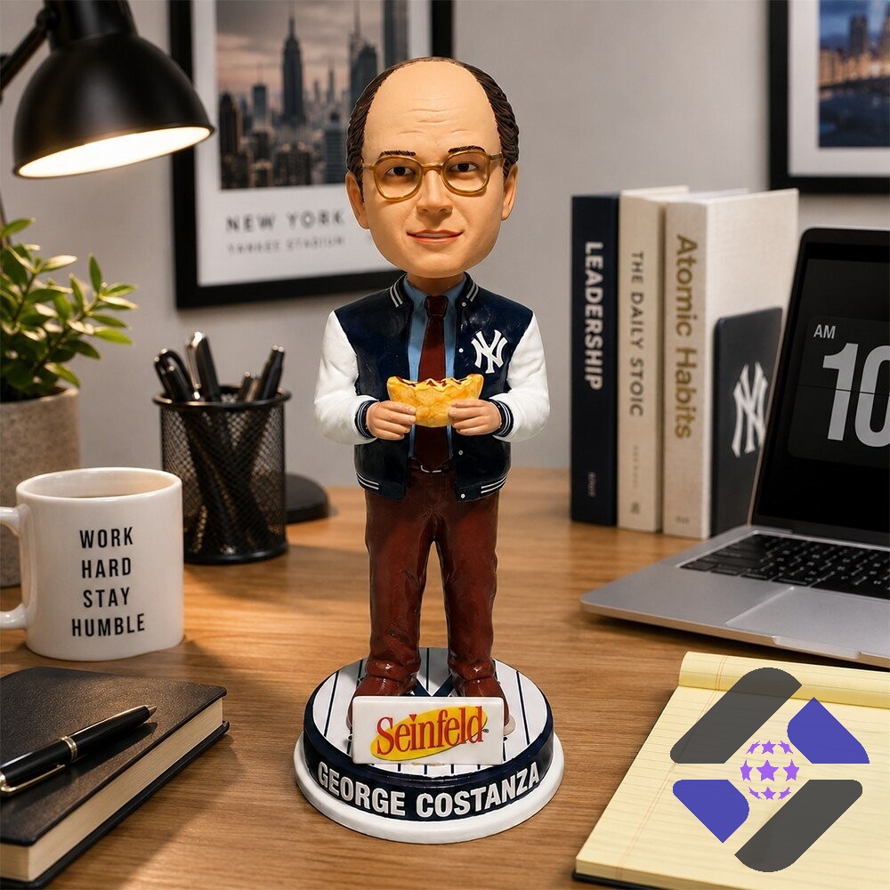 Seinfeld George Costanza New York Yankees Bobblehead - Detail View