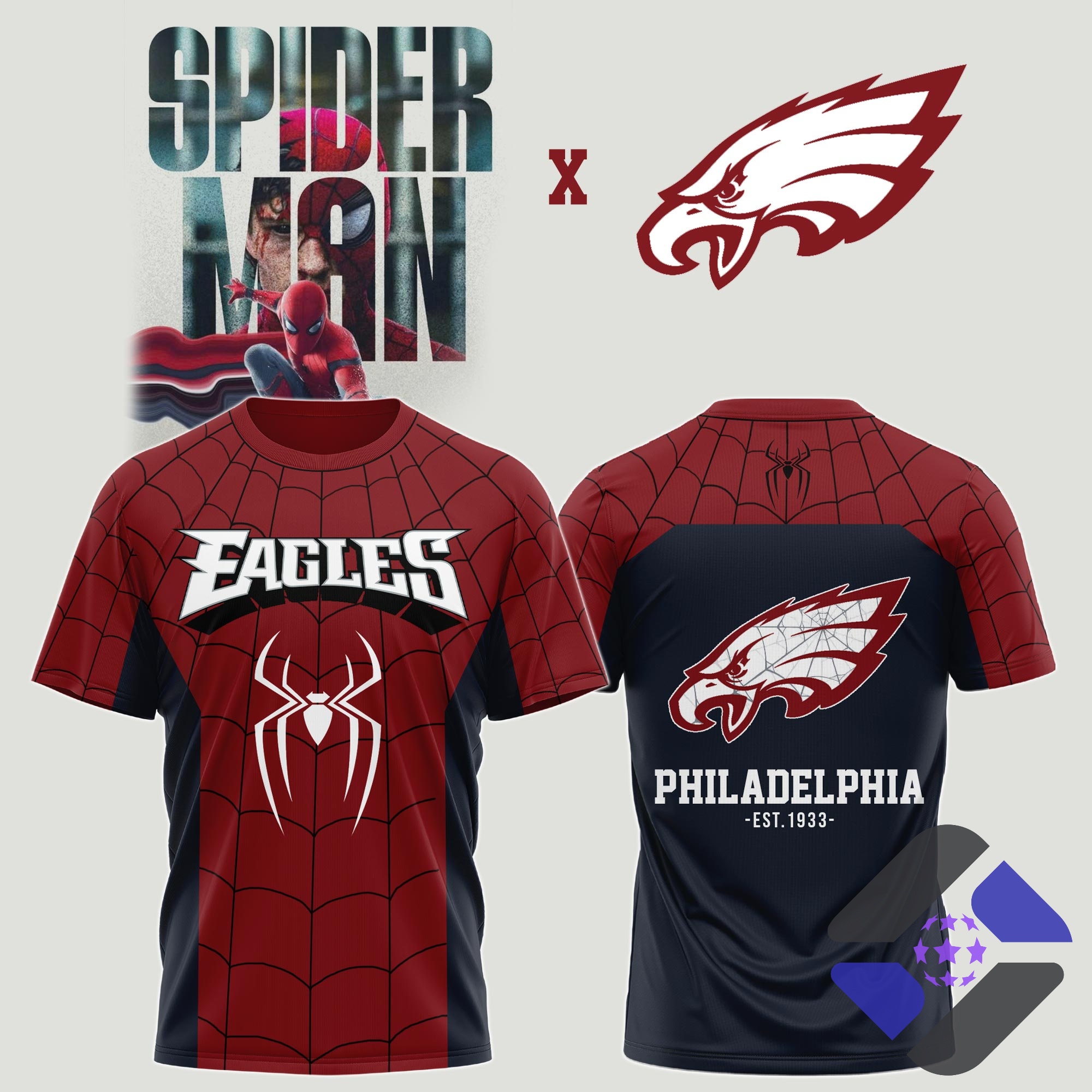 spider-man-and-philadelphia-eagles-crossover-est-1933-t-shirt-3-1.jpg Philadelphia Eagles Spider-Man Brand New Day T-Shirt