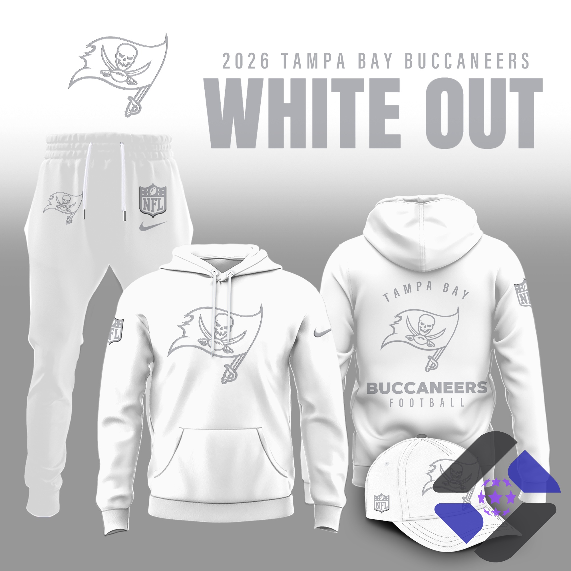 Tampa Bay Buccaneers 2026 White Out Hoodie and Jogger Set