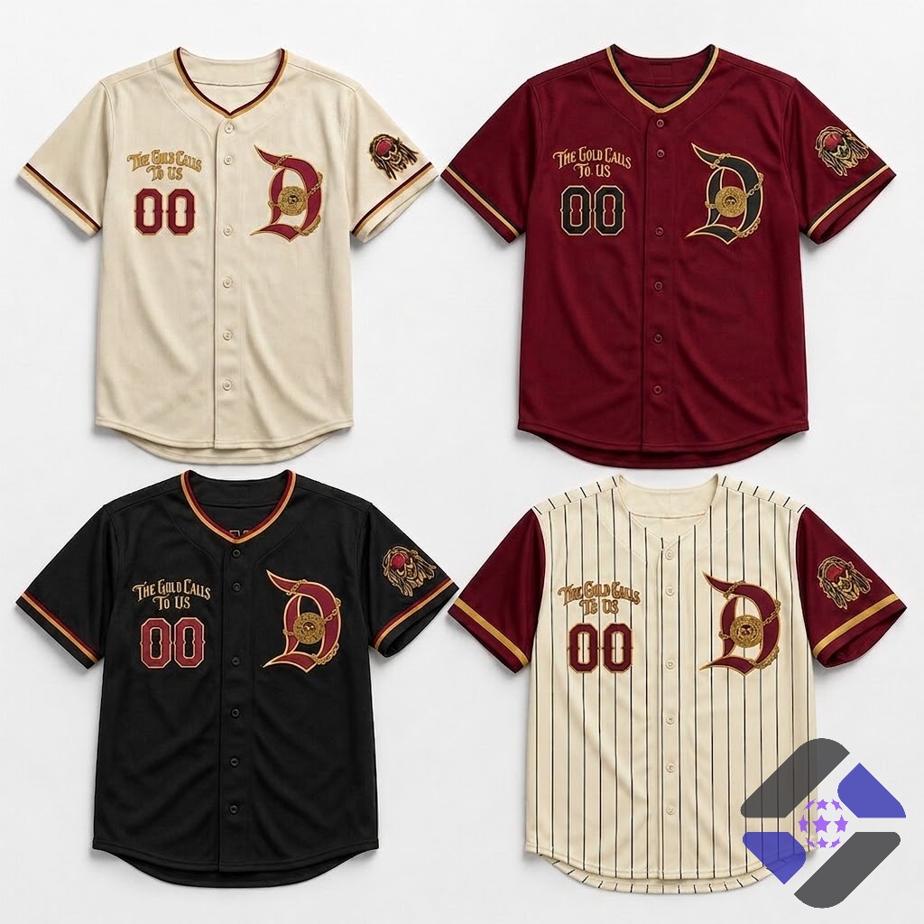 Pirate The Gold Calls To Us Baseball Jersey - Detail View