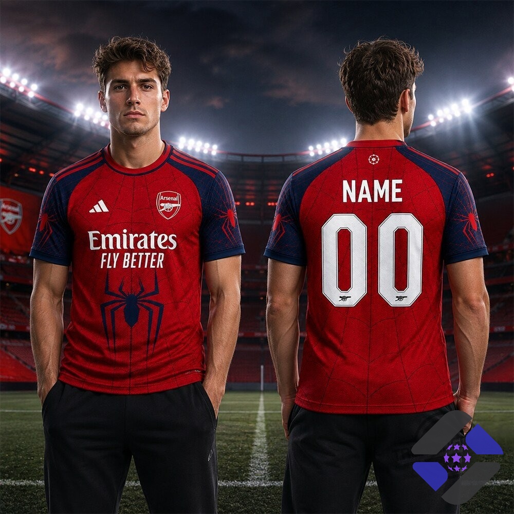 Arsenal Football Club Spider-Man Brand New Day Football Jersey - Front View