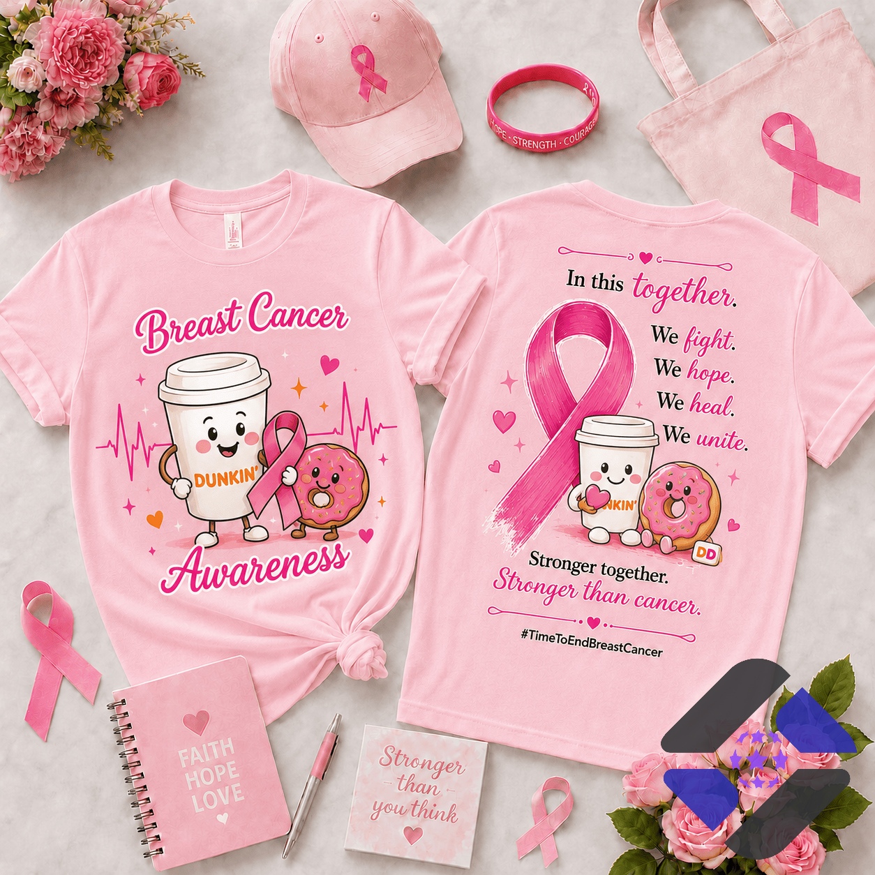 dunkin-breast-cancer-awareness-pink-ribbon-stronger-than-cancer-t-shirt-5-1.jpg Dunkin' Breast Cancer Awareness T-Shirt