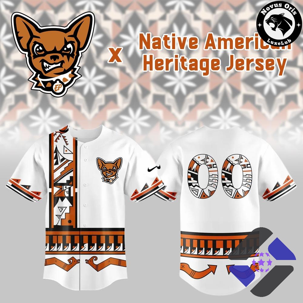 El Paso Chihuahuas Native American Heritage Baseball Jersey - Detail View