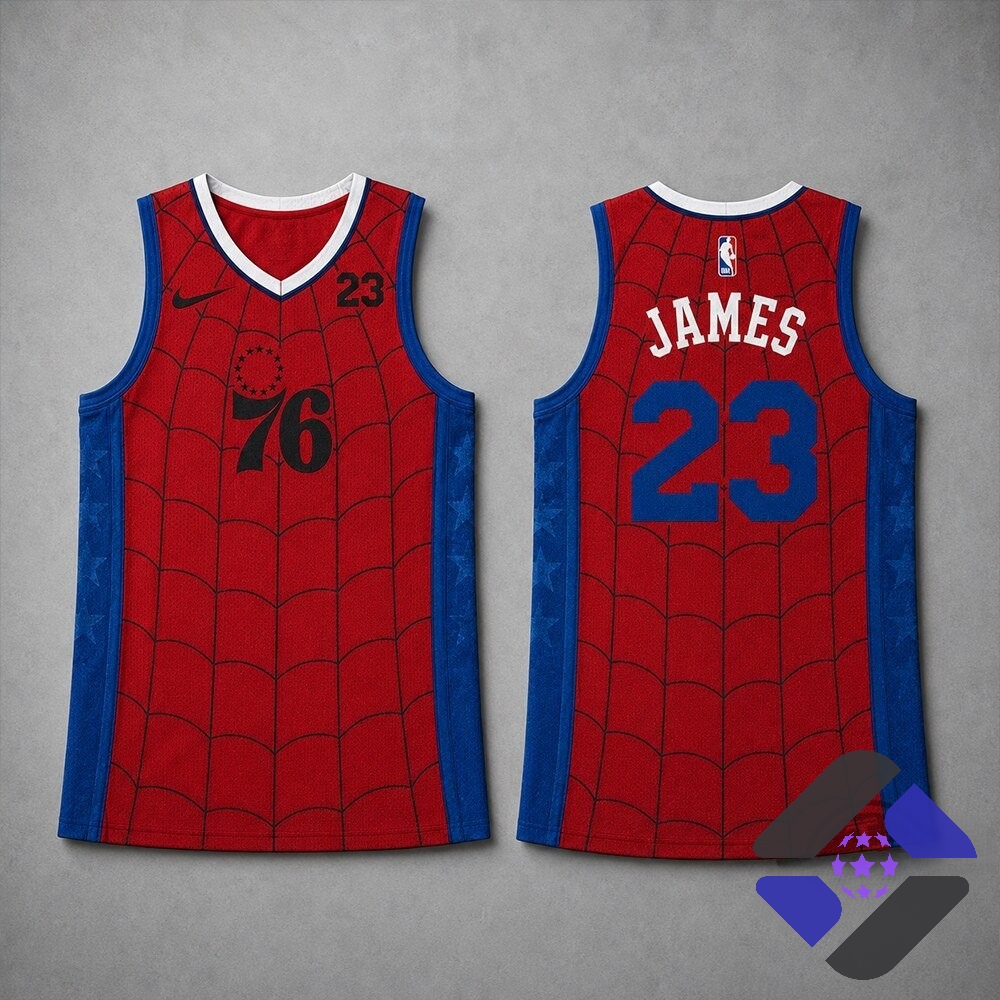 Philadelphia 76ers Spider-Man LeBron James Crossover Basketball Jersey